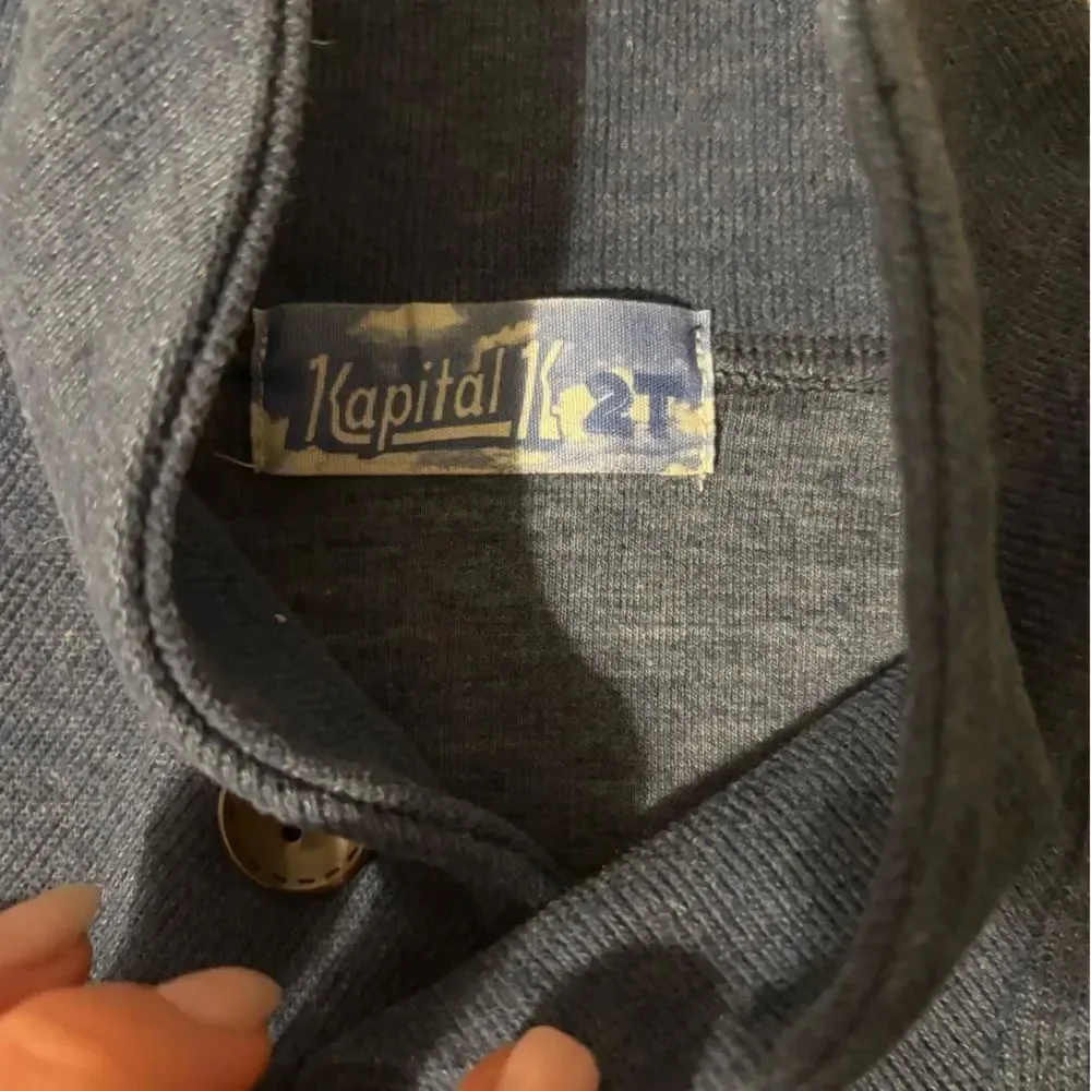 Kapital Navy Blue Toddler Kids Shawl Collar Sweater